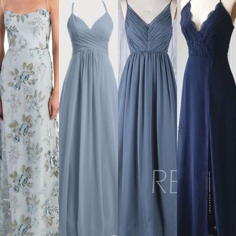 Unique Maid Of Honor Dress, Blue Maid Of Honor Dress, Dark Blue Bridesmaid Dresses, Bridesmaid Dresses Blue, Wedding Planner Ideas, Wedding Dress Code, Shades Of Dark Blue, Alternative Dress, Plus Wedding Dresses