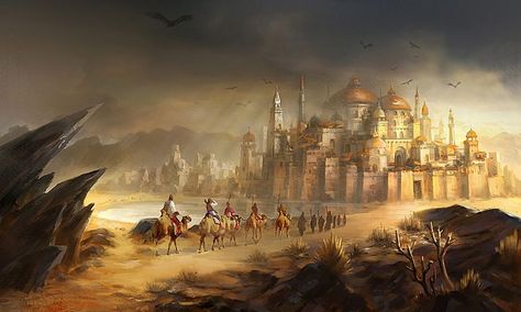 Arabian Palace, Fantasy Cities, Fantasy Locations, Creature Fantasy, Empire Ottoman, Fantasy Settings, Fantasy Castle, Fantasy City, Fantasy Setting