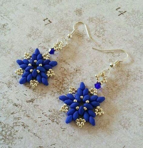 Superduo Earrings, Seed Bead Tutorials, Super Duo Beads, Twin Beads, Duo Beads, Starburst Earrings, Beaded Earrings Tutorials, Super Duo, Seed Bead Tutorial