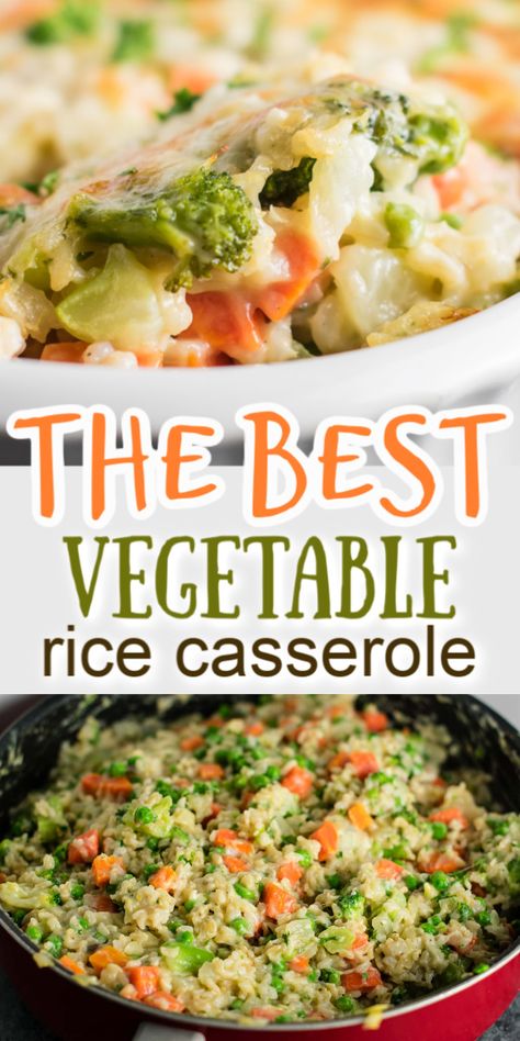 Rice And Veggie Side Dish, Vegetable Rice Casserole Healthy, Rice Casserole Side Dish, Veggie Rice Dishes, Rice And Veggie Bake, Veggie Rice Casserole Recipes, Veggie Rice Bake, Rice Casseroles For A Crowd, Chicken Veggie Rice Casserole