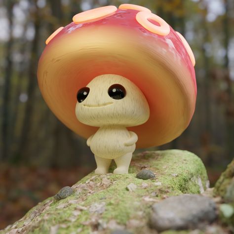 Mushroom 3d, Mushroom Cute, Mushroom Drawing, Cute Mushroom, Mushroom Design, Blender 3d, Art Toy, 3d Print, Board Games