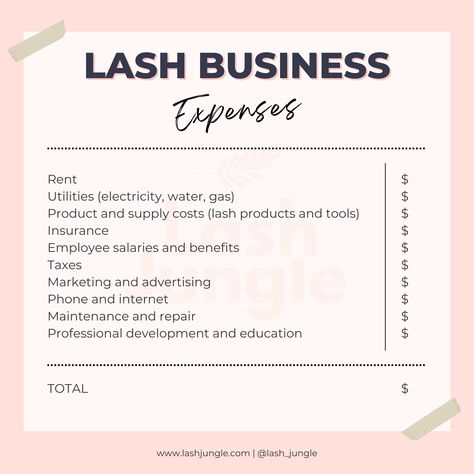 How much should I charge my clients? 🤯 Before settling on a number, it's important to dive deep into the expenses of your lash business. Consider all costs associated with running your business: from the initial salon setup to daily operational expenses. A clear understanding of these costs will help you determine a price that not only covers your expenses but also ensures you make a profit. 💰 SAVE THIS POST! Lash Tech Business Plan, How To Start A Lash Business, Aesthetician Aesthetic, Hair Suite, Natural Looking Eyelash Extensions, Lash Course, Esthetician Inspiration, Nail Parlour, Lash Tips