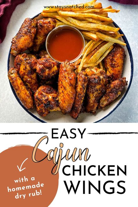 Cajun Dry Rub Chicken Wings Air Fryer, Cajun Chicken Wings Baked, Wing Stop Cajun Wings Recipe, Cajun Butter Wings, Dry Hot Wings Recipe, Dry Rub Hot Wings, Honey Cajun Wings, Cajun Wings Recipe Dry Rubs, Best Dry Rub Chicken Wings