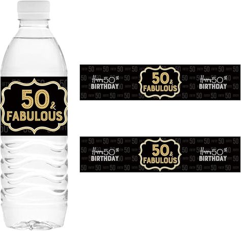 Amazon.com: 32 Stickers 50 & Fabulous Water Bottle Labels for Happy 50th Birthday, 50th Anniversary Candy Stickers, 50th Birthday Party Favors, Cheers to Fifty Years Old Birthday Party Decorations : Toys & Games 50th Birthday Party Favors, 50 & Fabulous, Candy Stickers, Happy 50th Birthday, Happy 50th, Water Bottle Labels, 50th Birthday Party, Birthday Party Favors, Bottle Labels