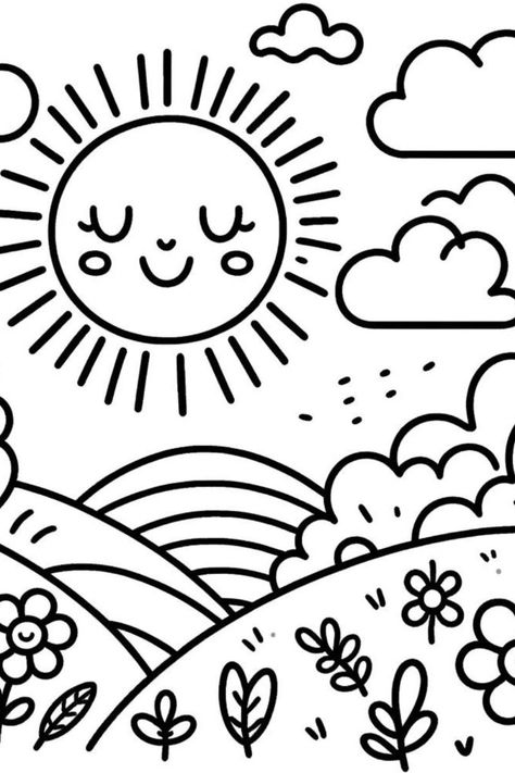 Unleash your creativity! Click the link above to explore our amazing collection of coloring pages. Perfect for relaxation and fun. Start coloring now! 😃😗😚 Cute Spring Drawings Easy, Adult Coloring Pages Free Printable Simple, Spring Day Ideas, Welcome Coloring Pages, Spring Drawing Easy, Cute Coloring Pages Easy, Easy Coloring Pages For Kids, Nature Coloring Pages, Simple Coloring Pages