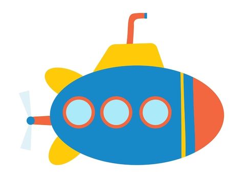 Adesivo colorido com submarino | Premium Vector #Freepik #vector #submarino #barco #barco-desenho #navio-desenho Premium Vector, Craft Ideas, Drawings, Quick Saves