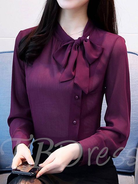 m.tbdress.com offers high quality Bowknot Stand Collar Single-Breasted Women's Blouse under the category Blouses unit price of $ 19.99. Women Blouses Fashion, Women Tie, Fashion Tops Blouse, Designs For Dresses, Linen Blouse, Blouse Outfit, Women Shirts Blouse, Work Attire, Ladies Tops Fashion