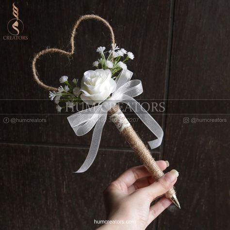 🟩 Western Themed Handcrafted Wedding pens - Aesthetically #HandMade for your Big Day! Our handmade and service is backed by a 100%… | Instagram Nikha Pen Decoration Ideas, Nikkah Pen Diy, Handmade Wedding Decor, Nikkah Pen Ideas, Nikah Pen Diy, Wedding Pen Ideas, Nikkah Pen Decoration Ideas, Pen Decorating Ideas, Pearl Bouquet Wedding