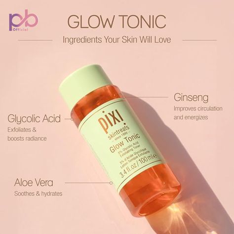 Branded product at a reasonable price PRICE 2,400-/ Only Shop Here: https://purebeauty.pk/product/pixi-100ml-tonics/ Aesthetic Items, Glycolic Acid Toner, Pixi Glow Tonic, Glow Tonic, Toner For Face, Glowing Complexion, Improve Circulation, Gentle Exfoliator, Muscle Relaxer