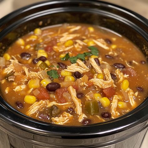 Crockpot Chicken Taco Soup - OutdoorsChef Chicken Taco Soup Crock Pot, Crockpot Chicken Taco Soup, Olive Garden Chicken Gnocchi, Chicken Zucchini Casserole, Christmas Soup, Recipes For Christmas, Taco Soup Crock Pot, Chicken Noodle Soup Easy, Bbq Chicken Wings