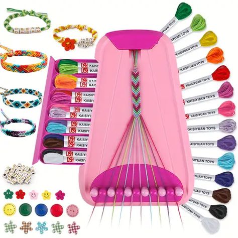 Friendship Bracelet Making, Kids Travel Activities, Bracelet Making Kit, Old Pink, Jewelry Making Kits, Jewelry Making Kit, Can Crafts, Letter Beads, Christmas Birthday Gifts