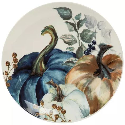 Blue Thanksgiving Table, Fall Dinnerware, Layered Table, Blue Thanksgiving, Blue Fall Decor, Coastal Fall, Painterly Style, Fall Thanksgiving Wreaths, Blue Dinnerware