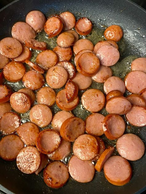 Easy Kielbasa Recipes, Pierogies And Kielbasa, Ground Pork Tacos, Smoked Sausage Recipes, Pierogi Recipe, Sausage Dinner, Kielbasa Recipes, Easy Skillet Meals, Polish Sausage