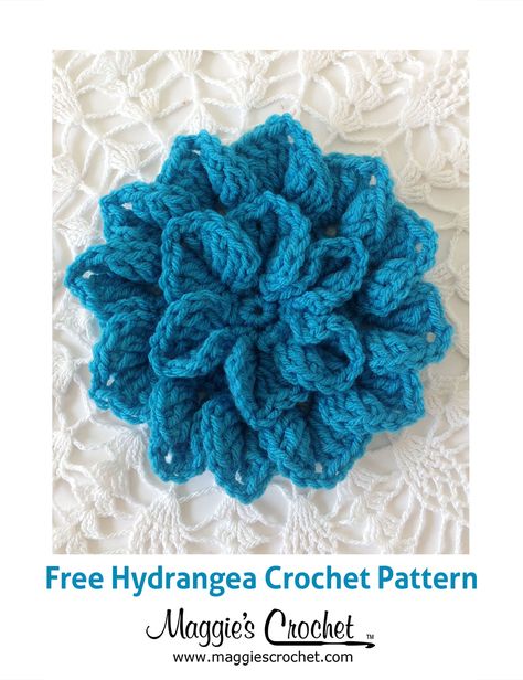 Crochet Boutonniere Pattern Free, Blue Yarn Crochet Projects, Hydrangea Pattern, Crochet Puff Flower, Wooden Crochet Hooks, Sunflower Crochet, Crochet Embellishments, Crochet Flowers Free Pattern, Mode Crochet