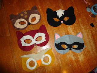 Noctural Animal Felt Masks Felt Animal Masks, Felt Masks, Animal Snacks, Animal Felt, Animal Lessons, Felt Fish, Felt Mask, Nocturnal Animals, Winter Animals