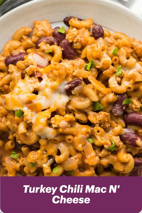 Turkey Chili Mac, Chili Turkey, Kraft Mac And Cheese, Chili Mac And Cheese, Chili Mac, Turkey Chili, Cooking Turkey, Health Dinner Recipes, Mac N Cheese