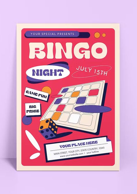 Boardgame Poster Design, Watch Party Flyer, Bingo Design Layout, Game Night Graphic Design, Bingo Night Flyer, Bingo Poster Design, Bingo Graphic Design, Game Night Graphic, Flyer Design Inspiration Layout