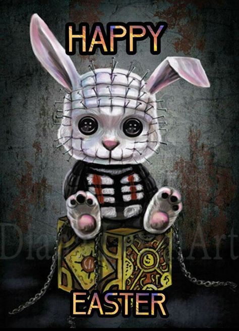 Happy Easter hellraiser bunny Voodoo Doll Tattoo, Horror Cartoon, Doll Tattoo, Film Horror, Horror Movie Art, Rabbit Art, Goth Art, Bunny Art, Fantasy Paintings