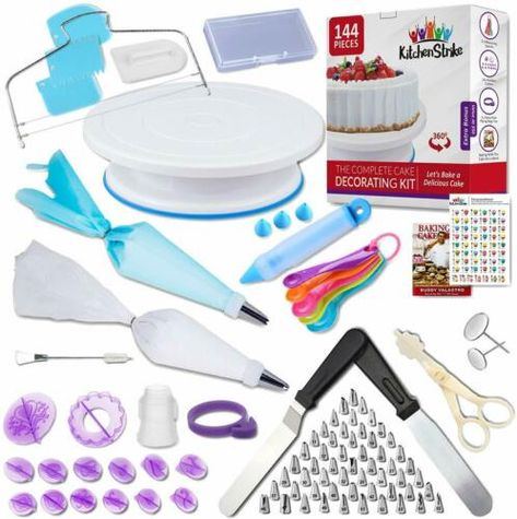 Cake Equipment Baking Tools, Cake Decorating Turntable, Cake Decorating Equipment, Cake Decorating Kit, Icing Nozzles, Fondant Tools, Smooth Cake, Cake Decorating Kits, Diy Cupcakes