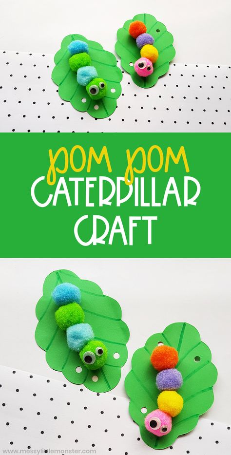 Pom Pom Caterpillar, Hungry Caterpillar Craft, Storytime Crafts, Caterpillar Craft, Craft Easter, April Crafts, Insect Crafts, K Crafts, Bug Crafts