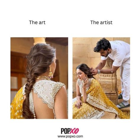 #POPxoBeauty on Instagram: "Still obsessed 💛⁣ .⁣ It's been a month but I and in fact, nobody is over @sidmalhotra and @kiaraaliaadvani's wedding yet. And, especially not over #Kiara's #hairdos. And look at this beautiful braid! Thank you, @amitthakur_hair for this gorgeous 'do!⁣ .⁣ - Naina Sharma (@nainaaa.sharma), Social Media Manager, POPxo⁣ .⁣ Tag a #KiaraAdvani fan STAT!⁣ .⁣ #POPxoBeautyMemes #beautymemes #KiaraAdvani #KiaraAdvaniMemes" Kiara Advani Wedding Hairstyle, Kiara Advani Hairstyles, Simple Bridal Hairstyle, Actress Hairstyles, Perfect Skin Care Routine, Effortless Hairstyles, Beautiful Braids, Hair Up Styles, Kiara Advani