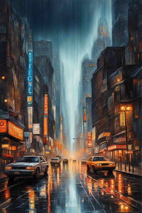 Gloomy Urban Fantasies: Explore Dark and Mysterious Cityscapes in Digital Art Dark And Mysterious, Urban Landscapes, Digital Paintings, Nature Painting, Urban Fantasy, The Shadows, Nature Paintings, Urban Landscape, City Life