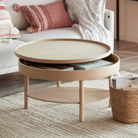 Wooden Round Coffee Table, Coffee Table With Lift Top, Round Coffee Table Living Room, Circle Coffee Tables, Ikea Coffee Table, Round Wood Coffee Table, Black Side Table, Nesting Coffee Tables, Lift Top Coffee Table