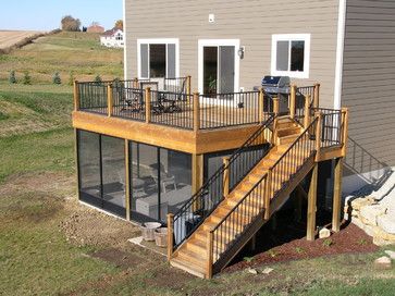 Screen Porch Under Deck | 45,648 screen porch deck Home Design Photos Terrasse Med Tak, Deck Screen, Under Deck, Deck And Patio, Balkon Decor, Building A Porch, Patio Deck Designs, Deck Stairs, Porch Deck