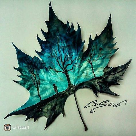 Photo | Outstanding work from criscoart | sapphirespringscemetery | Flickr 판타지 아트, Leaf Art, Pics Art, Pencil Art, Glass Painting, Vincent Van Gogh, Cool Drawings, Amazing Art, Painting & Drawing