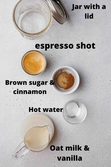 Iced Brown Sugar Oat Milk Shaken Espresso Starbucks Copycat - Lifestyle of a Foodie Copycat Brown Sugar Shaken Espresso, Oat Milk Drinks, Easy Espresso Drinks, Brown Sugar Oat Milk Shaken Espresso, Oat Milk Latte, Oat Milk Smoothie, Summer Coffee Drinks, Iced Latte Recipe, Brown Sugar Oatmeal