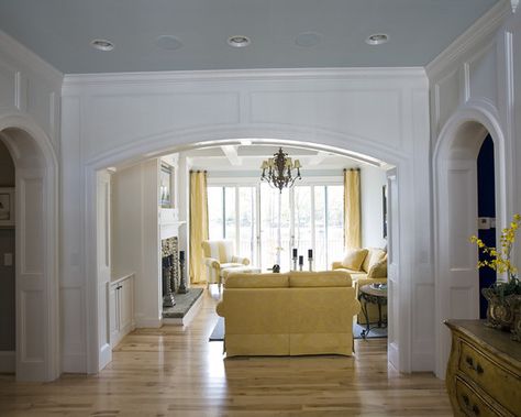 Arched Crown Molding, Crown Molding On Arches, Arches In Homes, Archway Molding, Arch Molding, Arch Doorway, Dining Room Inspiration, Best Interior, Bars For Home