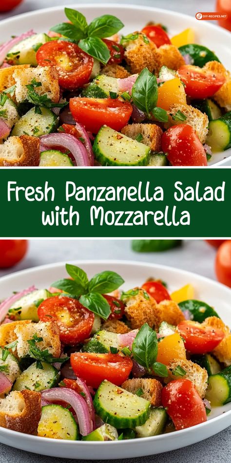 Add a twist to your Panzanella with fresh mozzarella! This Fresh Panzanella Salad with Mozzarella is a satisfying and flavorful dish. Panzanella Salad Traditional, Light Pasta Dishes, Panzanella Salad Recipe, Panzanella Recipe, Light Pasta, Panzanella Salad, European Recipes, Bread Salad, Classic Recipes