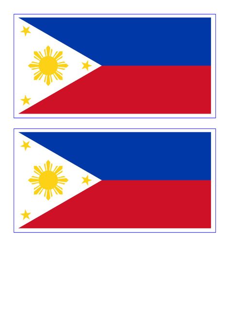 Philippines Flag - Download this free printable Philippines template A4 flag, A5 flag, 8 and 21 flags on one A4page. Easy to use in your designs to make them country specific. Philippine Flag Printable Back To Back, Printable Philippine Flag, Ph Flag, Araling Panlipunan Design, Philippine Flag Wallpaper, Interactive Powerpoint Presentation, Skeletal System Worksheet, Photo Booth Props Birthday, Flag Image