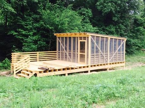 Screened-in camping platforms for paddlers in NC Diy Campground Ideas, Camp Platform, Camping Platform, Tent Platform, Eastern North Carolina, Sleep Under The Stars, Tent Living, Screen House, Backyard Camping