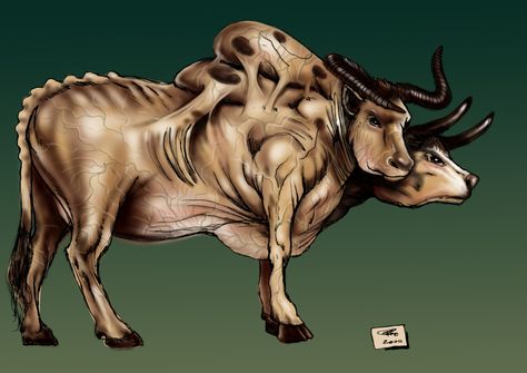 Mutant Brahman - Fallout Tactics Animals Concept Art, Fallout 2d20, Mojave Wasteland, Fallout Tactics, Fallout 4 Settlement, Fallout Rpg, Traveller Rpg, Fallout Art, Space Fantasy