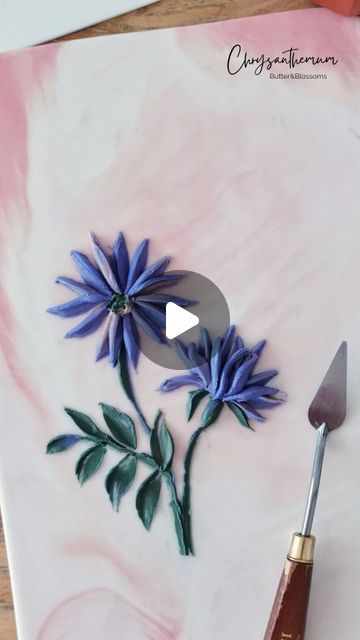 Palette Knife Painting On Cake, Painted Cake Ideas, Palette Knife Buttercream Flowers, Pallete Knife Cakes, Palette Cake Decorating, Pallet Knife Cake Decorating Tutorial, Pallet Knife Cake Decorating, Knife Flower Cake, Pallet Knife Flowers