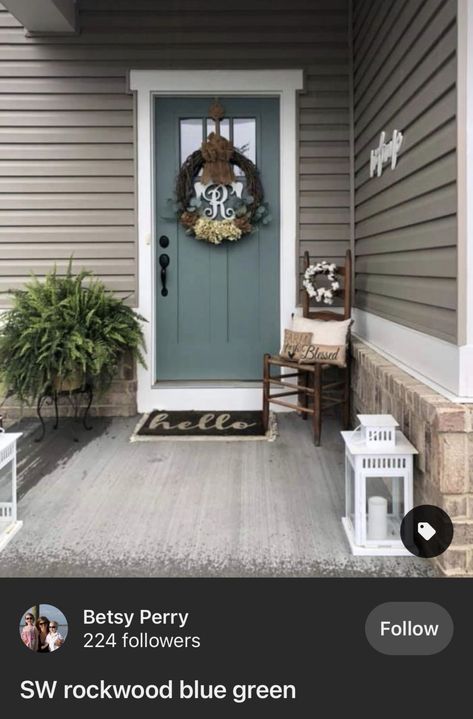 Front Door Ideas Tan House, Colored Front Door Grey House, Front Door Colors With Brown Shutters, Front Door Color With Tan Siding, Grey House Front Door Color, Tan House Front Door Color, Front Door Colors White House, Charcoal Gray House Exterior, Front Door Colors With Tan House