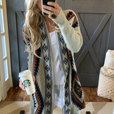 Click link to buy it: . ✔ Fast shipping. ✔ Limited design. The Coziest Native Tribal Inspired Print Blanket Cardigan Sweater.+ Open Front+ Acrylic... American Indian Clothing, Tribe Design, Native Print, Blanket Cardigan, Boho Blanket, Clothing Studio, Long Cardigan Sweater, Blanket Sweater, Gilet Long