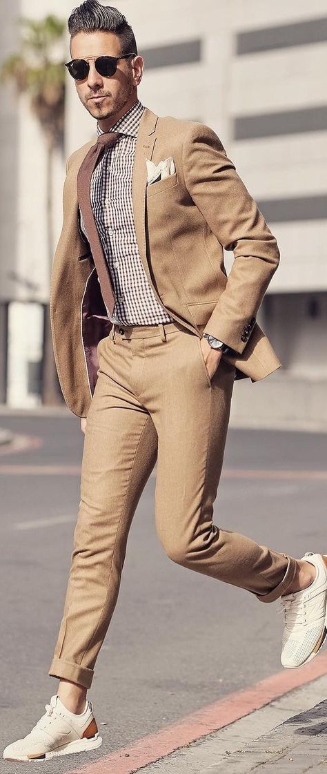 Brown Shirt And Beige Suit Combinations For Men To Style Khaki Suits, Khaki Suit, Prom Suits For Men, Suit Combinations, Tan Suit, Beige Suits, Beige Outfit, Men Suit, Prom Suits