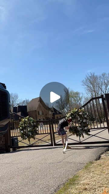 John Mark Sharpe on Instagram: "Gate inspiration for y’all! Large wreaths can be made from garlands to create a grand effect! 💙" Gate Inspiration, Large Wreaths, Large Wreath, Wreath Ideas, Gate, To Create, Wreath, Canning, On Instagram