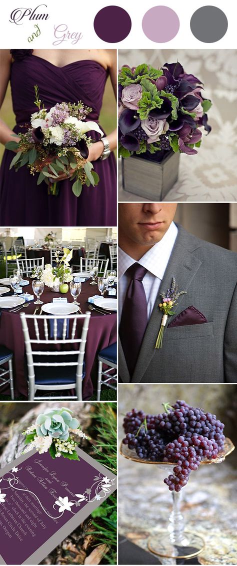 plum,greenery and grey wedding color palette ideas Plum Wedding Colors, Wedding Color Schemes Purple, Plum Purple Wedding, Gray Wedding Colors, Purple And Green Wedding, Wedding Color Palettes, Plum Wedding, Wedding Colors Purple, Have Inspiration