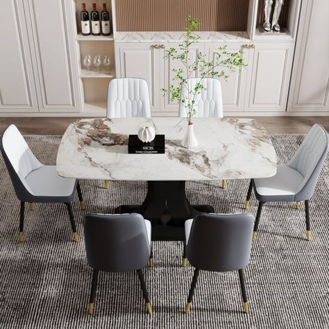 Rectangle Glass Dining Table, Couples Dining, Marble Top Dining Table, Faux Leather Dining Chairs, Intimate Dinner, Restaurant Dining, Glass Dining Table, Solid Wood Dining Table, Leather Dining Chairs