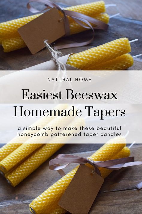 These beautiful honeycomb patterned taper candles look so lovely and charming, are easy to make and fun to give as a homemade handcrafted gift. Burning beeswax candles helps to clean the air naturally while providing a beautiful warm glow. Come along while I show you what you will need and how to make these beautiful beeswax taper candles. Diy Taper Candles, Making Beeswax Candles, Homemade Beeswax Candles, Beeswax Recipes, Beeswax Candles Diy, Natural Beeswax Candles, Fabric Refresher, Honey Brand, Beeswax Taper Candles