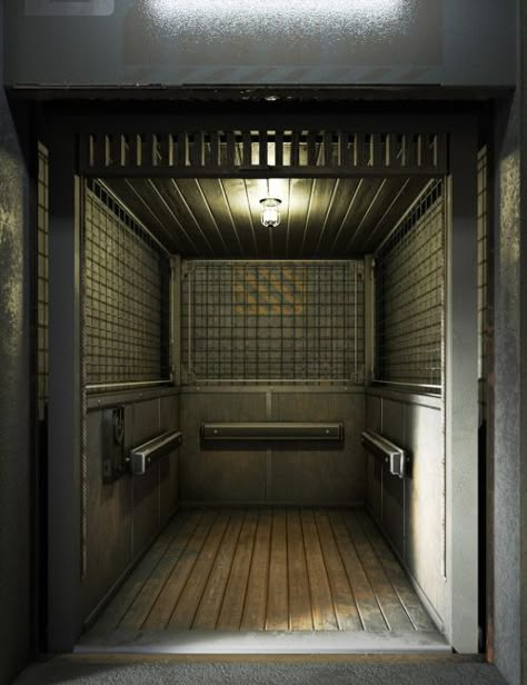 Freight Elevator and Basement Freight Elevator, Elevator Interior, Episode Backgrounds, Wood Gate, Cage Light, Step Ladders, Wooden Gates, Daz Studio, Found Objects