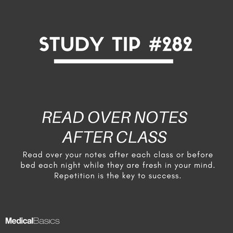 Read over notes after class. #study #motivation #studytips #medschool #nurses #nursingschool Memorizing Tips, Study Rules, Studying Routine, Jee Exam, Priorities Quotes, Student Diary, Freshman Tips, Top Student, Studying Tips