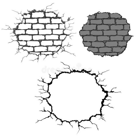 Cracks on brick wall. Set of crushed brick walls , #Ad, #wall, #brick, #Cracks, #walls, #crushed #ad Brick Wall Tattoo, Brick Wall Drawing, Easy Wall Decor, Graffiti Lettering Alphabet, Wall Aesthetic, Graffiti Lettering Fonts, Graffiti Doodles, Graffiti Illustration, Graffiti Alphabet