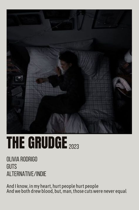 the grudge by olivia rodrigo GUTS The Grudge Aesthetic Olivia Rodrigo, Alternative Minimalist Album Covers Olivia Rodrigo, The Grudge Lyrics, Olivia Rodrigo The Grudge, The Grudge Poster, Alternative Music Posters, The Grudge Olivia Rodrigo, Guts Olivia Rodrigo Aesthetic, Olivia Rodrigo Polaroid