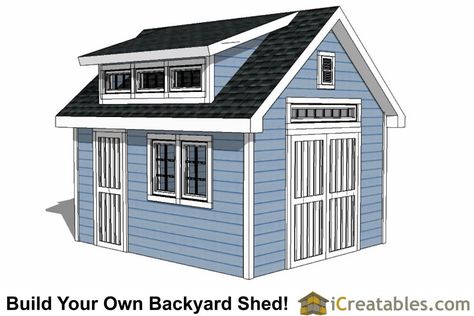 Dormer Shed Plans - Designs to Build Your Own Shed With A Dormer 12x20 Shed Plans, 10x20 Shed, 10x12 Shed, 8x12 Shed Plans, Shed Design Plans, 10x12 Shed Plans, Dormer Roof, Building A Storage Shed, Shed Plans 12x16