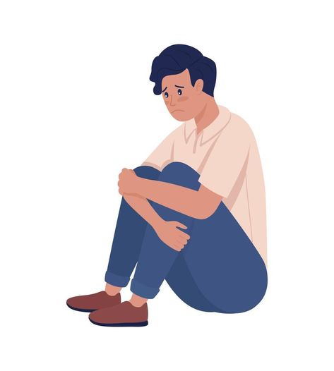 Sad lonely teenager boy semi flat color vector character Character Sitting, Teenager Boy, Modern Cartoon, Buddha Life, Boy Illustration, Man Illustration, Person Cartoon, Boy Character, Person Sitting