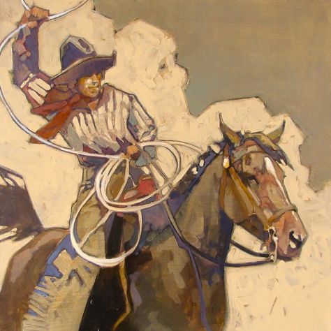 Peggy Judy, Cowboy Lasso, Painting Horses, Spring Challenge, Western Paintings, Cowgirl Art, Grey Horse, Horse Drawing, Cowboy Art